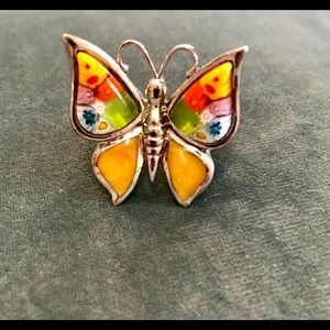 Beautiful handmade glass blown butterfly ring